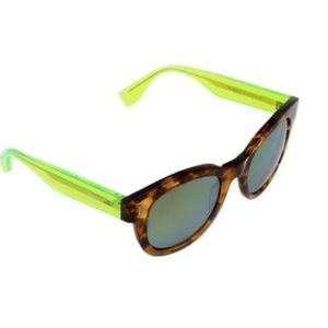 Fendi Tortoise Frame 0026 Green Mirror Lens Wayfarers